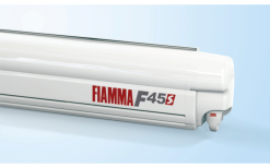 Fiamma F45s 260 Markise Gehäusefarbe Polar White Tuchfarbe Royal Grey 260 Cm